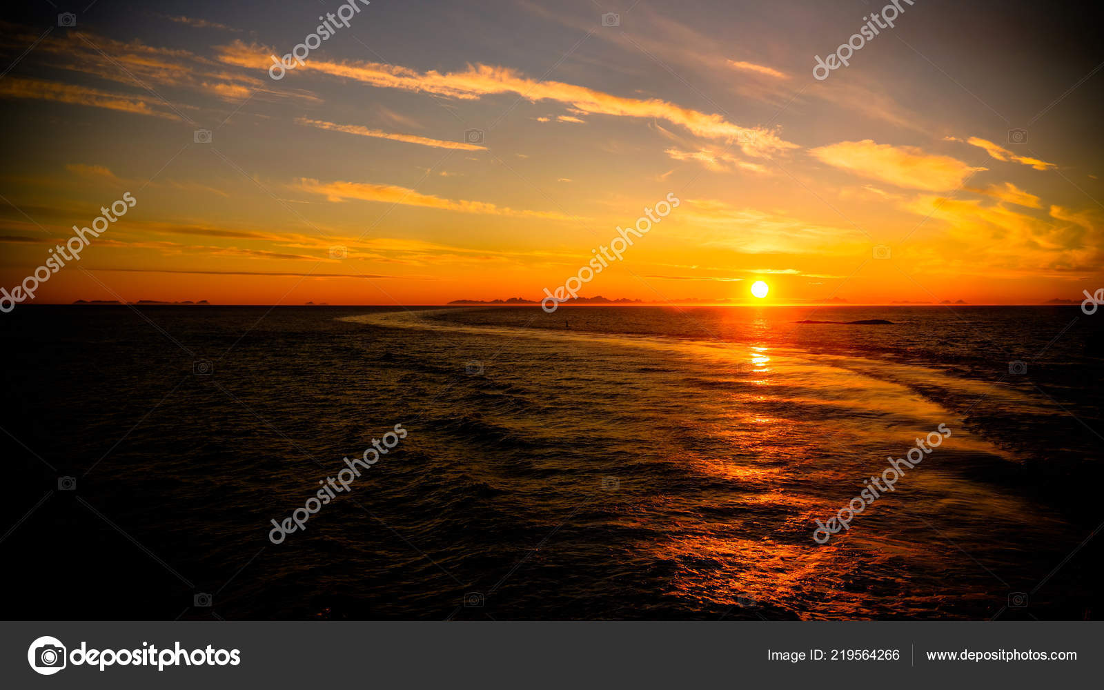 Sunset Sunrise Sea Lofoten Archipelago Moskenes Bodo Ferry