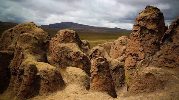 Pískovcové Skalní Útvar Imata Salinas Aguada Blanca Národní Rezervace Arequipa — Stock fotografie