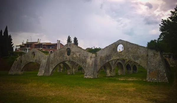 Panorama Benátský Arsenal Loděnice Gouvia Korfu Řecko — Stock fotografie