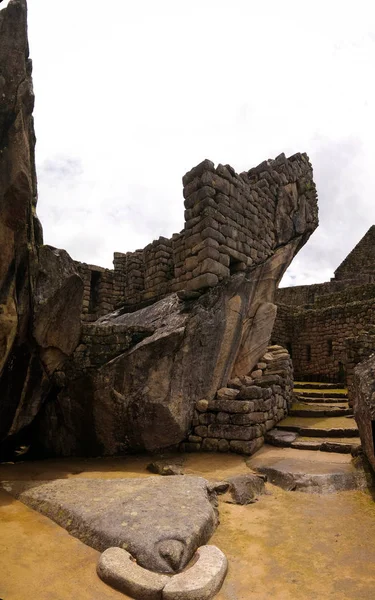 Close Veelhoekige Metselwerk Machu Picchu Archeologische Site Cuzco Peru — Stockfoto