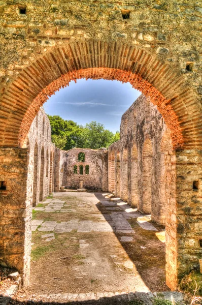 Veduta Panoramica Sulle Rovine Della Basilica Butrint Antica Città Vicino — Foto Stock