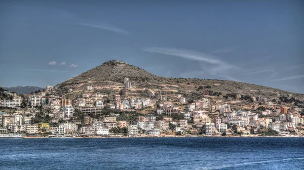 Blick Auf Die Stadt Saranda Die Burg Von Lekuresi Und — Stockfoto