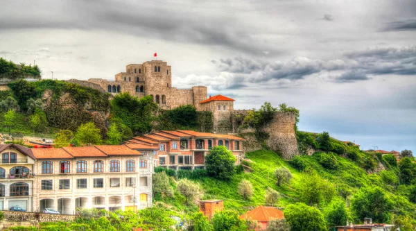 Paisaje Con Ruinas Del Castillo Kruje Albania — Foto de Stock