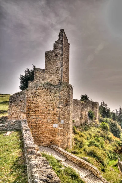 Paisagem Para Arruinado Castelo Kanine Montanha Shushica Região Vlore Albânia — Fotografia de Stock