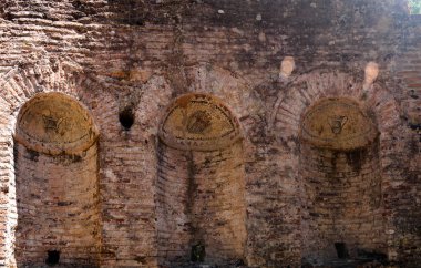 Panoramik trikonkhos Sarayı antik şehir Butrint Sarande, Arnavutluk yakınındaki kalıntıları için