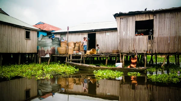 Pfahlbauten Dorf Ganvie Tofinu November 2015 Nokoue Lake Benin — Stockfoto