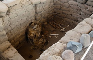 Antik preinca nazca uygarlık Mezarlığı, Chauchilla, Nazca, Peru