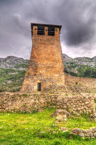 Paesaggio Con Rovine Del Castello Kruje Albania — Foto Stock