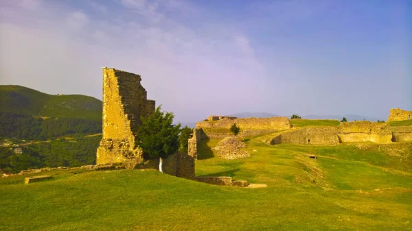 Paesaggio Castello Kanine Rovina Alla Montagna Shushica Regione Vlore Albania — Foto Stock