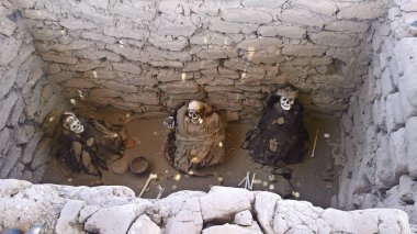 Antik preinca nazca uygarlık Mezarlığı, Chauchilla, Nazca, Peru