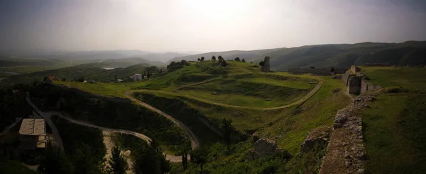 Paisagem Para Arruinado Castelo Kanine Montanha Shushica Região Vlore Albânia — Fotografia de Stock
