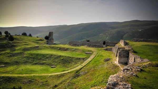 Paesaggio Castello Kanine Rovina Alla Montagna Shushica Regione Vlore Albania — Foto Stock