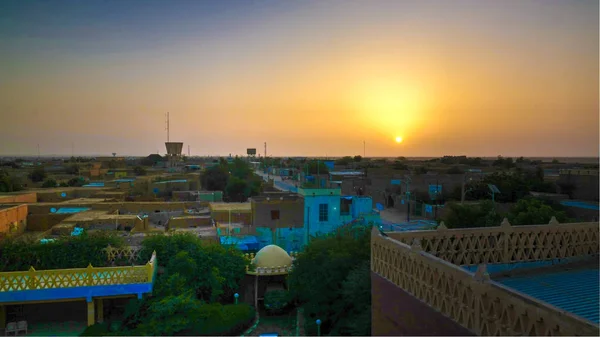 Vista Panorâmica Aérea Nascer Sol Para Agadez Cidade Velha Níger — Fotografia de Stock