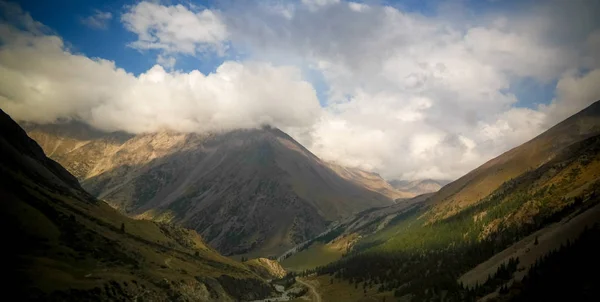 Panoramic View Barskoon Pass River Gorge Sarymoynak Pass Jeti Oguz — Stock Photo, Image