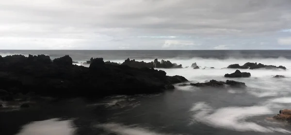 Costa Bahía Pombas Aka Palomas Larga Exposición Isla Terceira Azores — Foto de Stock