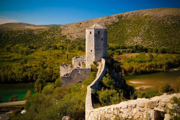 Vista Aérea Castillo Turco Pocitelj Capljina Mostar Bosnia Herzegovina — Foto de Stock