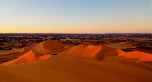 Widokiem Zachód Słońca Cyny Merzouga Dune Tassili Najjer Parku Narodowego — Zdjęcie stockowe