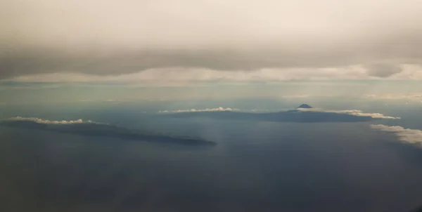 Vista Panorâmica Aérea Para Ilhas Pico São Jorge Nos Açores — Fotografia de Stock