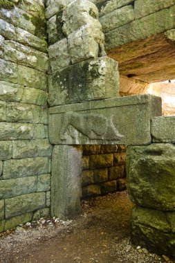 Aslanlı Kapı antik şehir Butrint Sarande, Arnavutluk yakınındaki kalıntıları için yakından görmek
