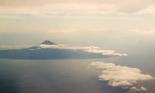 Vista Panorâmica Aérea Para Ilha Pico Nos Açores Portugal — Fotografia de Stock