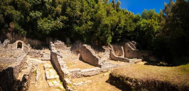 Antik kent Butrint Sarande, Arnavutluk yakınındaki kalıntıları için panoramik görünüm
