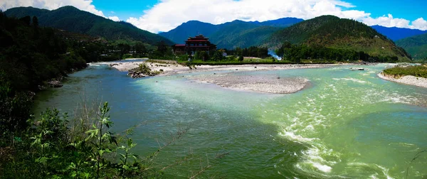 Punakha Dzong Antigua Capital Bután Confluencia Los Ríos Pho Chu — Foto de Stock