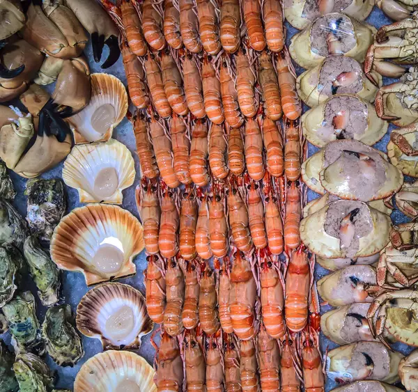 Mariscos Mercado Pescado Bergen Noruega — Foto de Stock