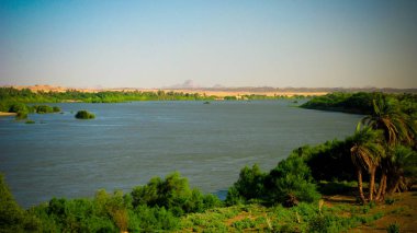 Panoramic landscape with the Nile river near Sai island at Kerma, Sudan clipart