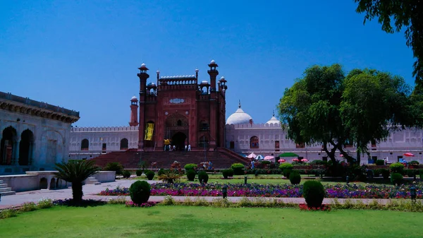 Εξωτερική Όψη Badshahi Αυτοκρατορικό Τζαμί Στη Λαχόρη Στο Πακιστάν — Φωτογραφία Αρχείου