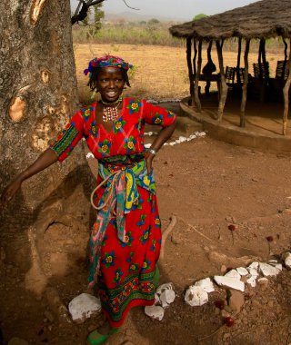Dövmeli Mbororo aka Wodaabe kabile kadın - 01-03-2014 Poli, Kamerun portresi