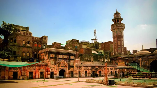 Προσοψη Του Wazir Khan Τζαμί Στη Λαχόρη Στο Πακιστάν — Φωτογραφία Αρχείου
