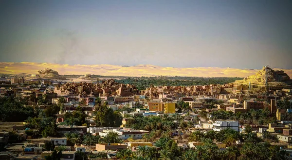 Panorama Cidade Velha Shali Montanha Dakrour Siwa Oásis Egito — Fotografia de Stock