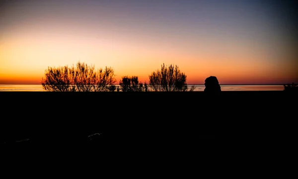 Sunrise Panorama Vista Para Mar Aral Partir Borda Planalto Ustyurt — Fotografia de Stock