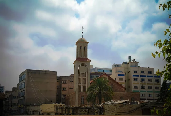 Flygfoto till Melkitiska grekisk-katolska Archeparchy i Sidon, Libanon — Stockfoto