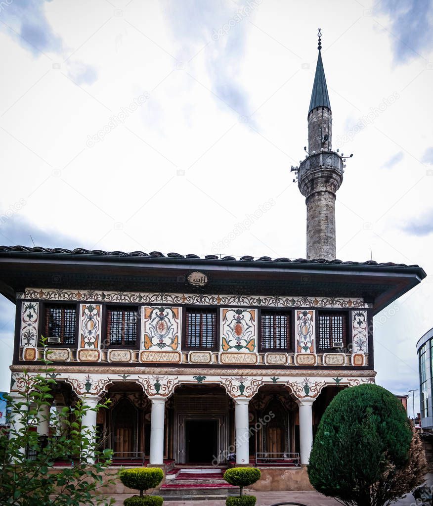 Exterior view to Spotted Mosque Alaca Cami Kalkandelen aka painted mosque, Tetovo, North Macedonia