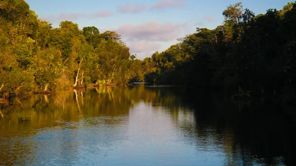 Rasoabe ve Ranomainty gölleri, Toamasina il, Madagaskar arasında kanal manzara