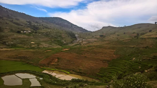 Paesaggio con le risaie di Ambalavao Fianarantsoa, Madagascar — Foto Stock