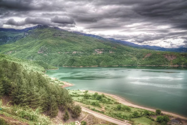 호수 Debar, 북부 마케도니아 항공 파노라마 보기 — 스톡 사진