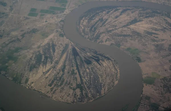 Avião aéreo com vista para Chari ou Shari River, fronteira natural entre o Chade e os Camarões — Fotografia de Stock