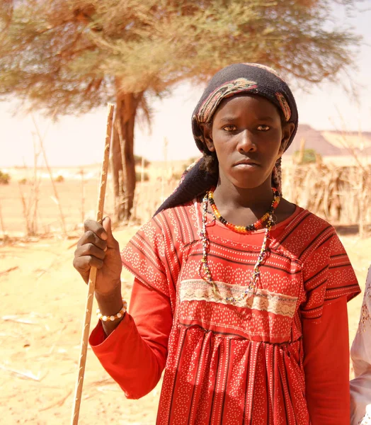 Portret van Toubou, of tubu vrouw in de Demi Village, Faulhaber, Ennedi, Tsjaad — Stockfoto