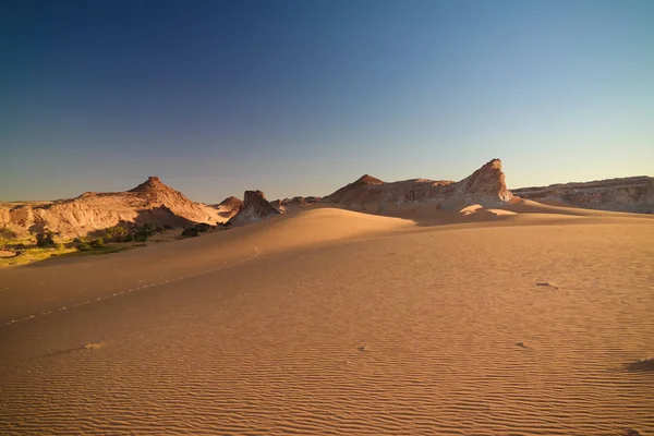 Aerial Panoramic landscape near Boukkou lake group of Ounianga Serir lakes at the Ennedi, Chad — Stock Photo, Image