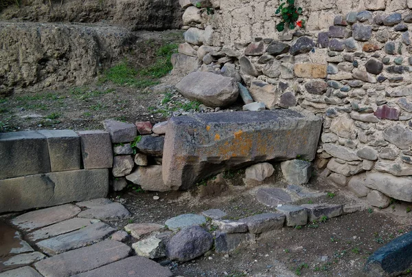Докладна інформація про кам'яну кладку на Оллантайтамбо археологічні розкопки, Cuzco, Перу — стокове фото