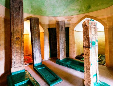 Dagestan, Rusya 'da Derbent içinde Kyrhlyar Müslüman mezarlığı Panorama Görünümü