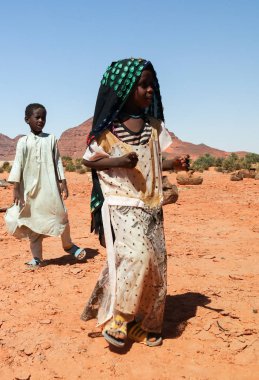Toubou portresi, ya da demi köyünde Tubu kadın, fada, Ennedi, Chad