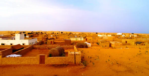Vzdušný panoramatický výhled do starého města Chinguetti, Mauritánie — Stock fotografie