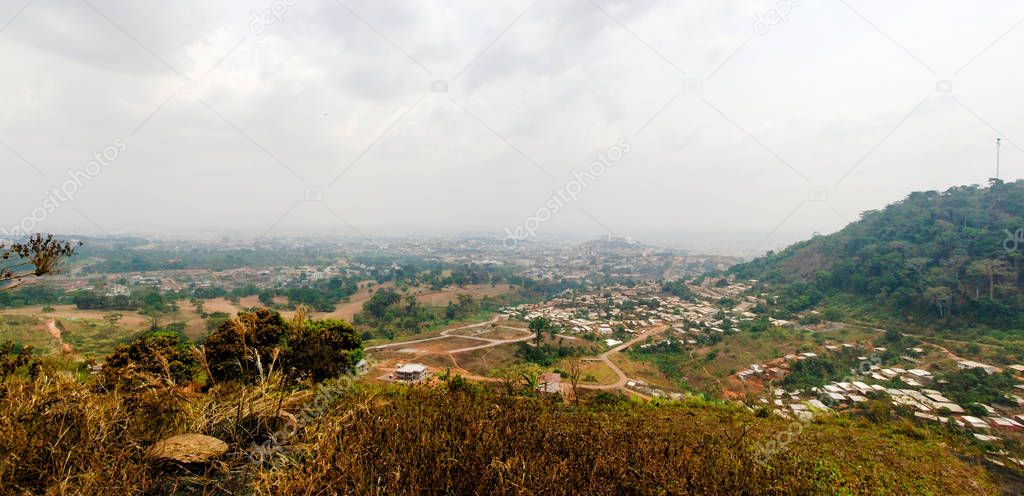 Aerial cityscape view to Yaounde, capital of Cameroon