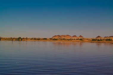 Ennedi, Chad de Ounianga kebir göller katam aka Baramar göl grubu panoramik görünümü