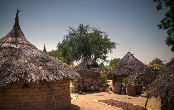 Paysage paysager avec Mataya village de la tribu sara personnes, Guera, Tchad — Photo