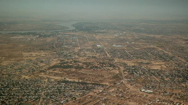 Vista aérea para NDjamena e Chari ou rio Chari, Chade — Fotografia de Stock