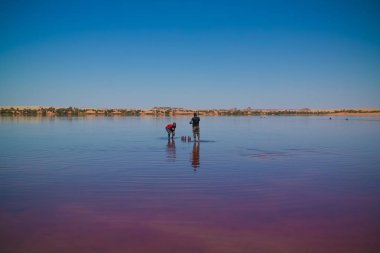 Ennedi, Chad de Ounianga kebir göller katam aka Baramar göl grubu panoramik görünümü